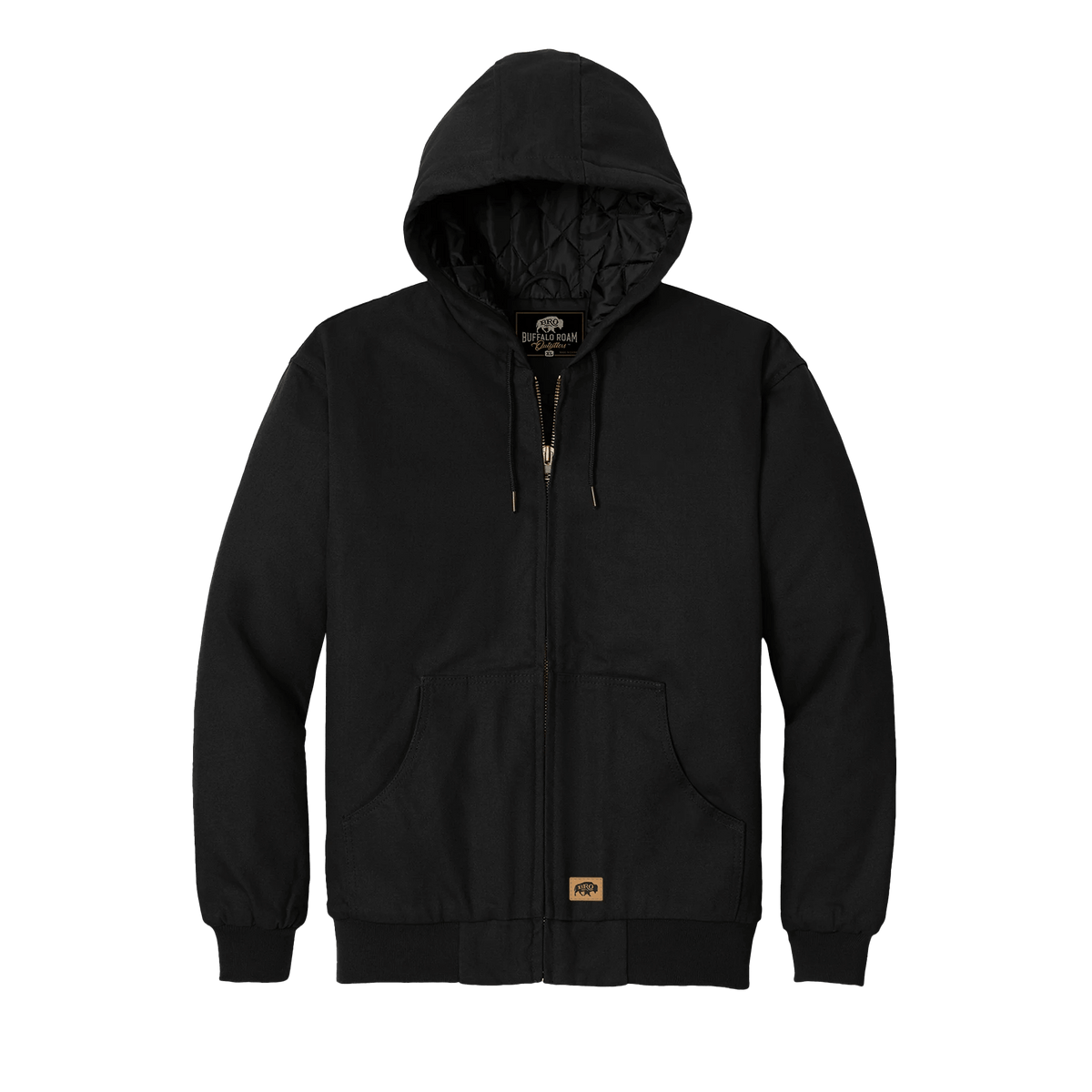 BRO Insulated Hooded Duck Work Jacket in Black – front view