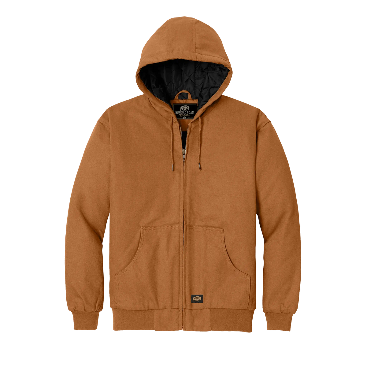 BRO Insulated Hooded Duck Work Jacket in Brown – front view