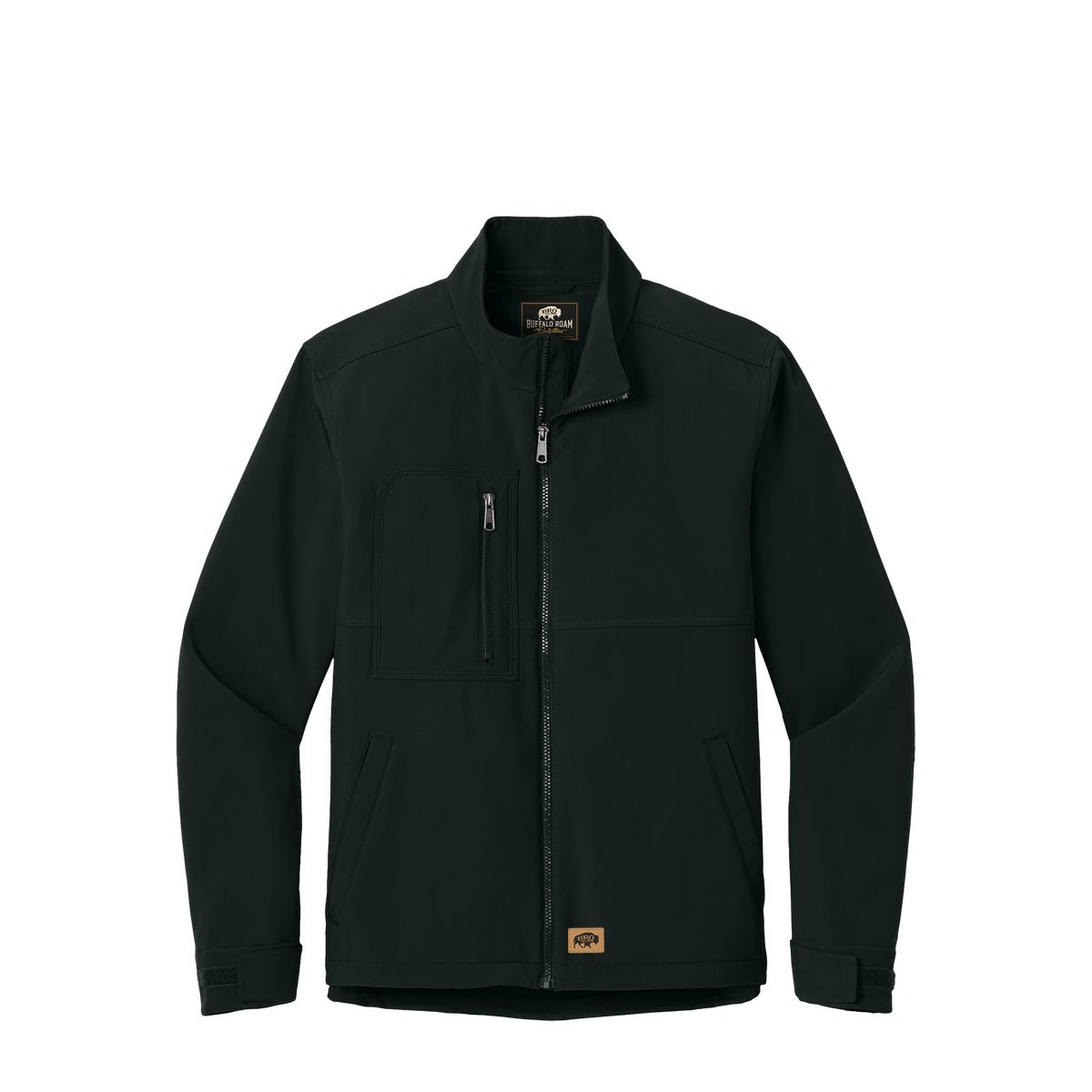BRO Water-Resistant Soft Shell Work Jacket in Black – front view