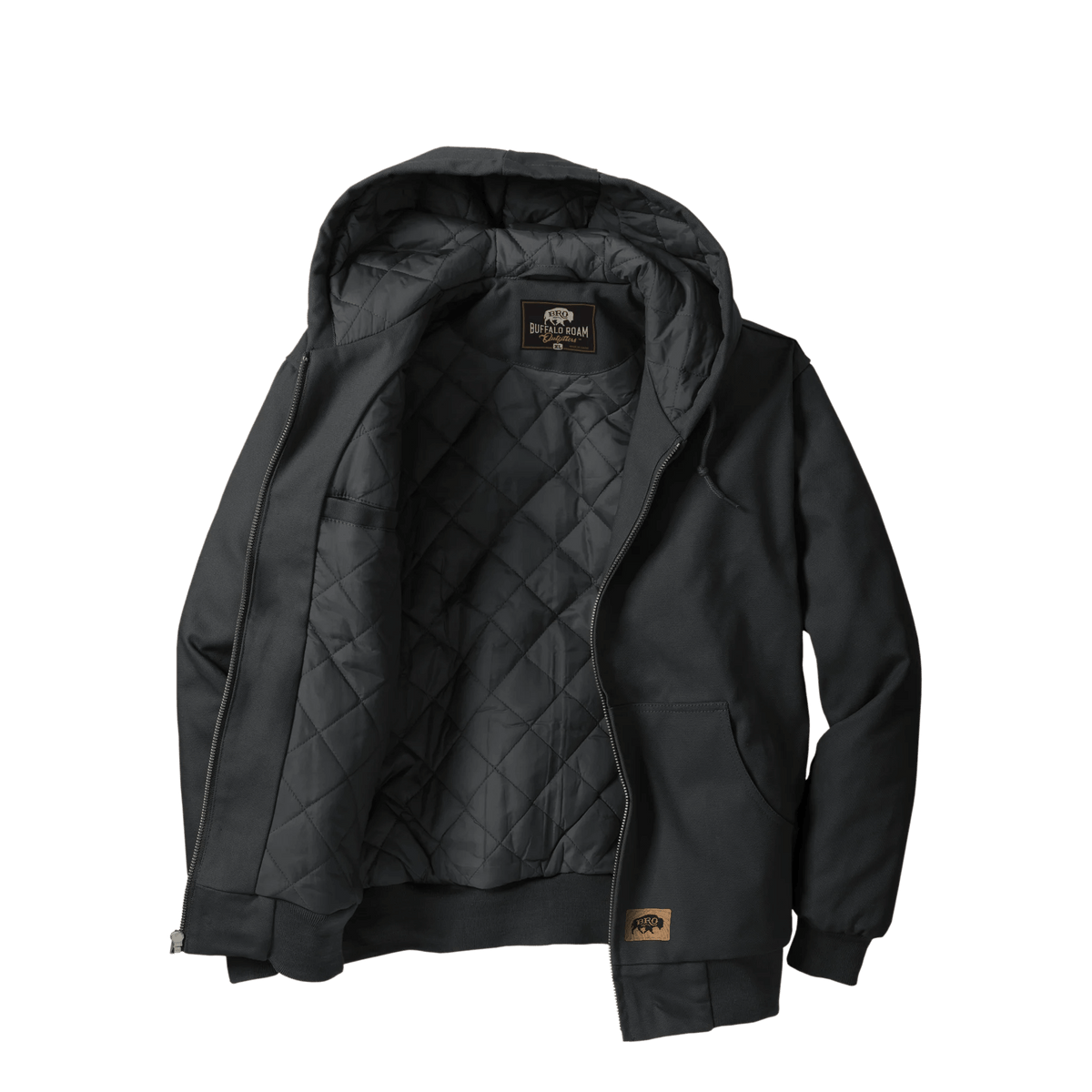 BRO Insulated Hooded Duck Work Jacket in Charcoal – angled front view