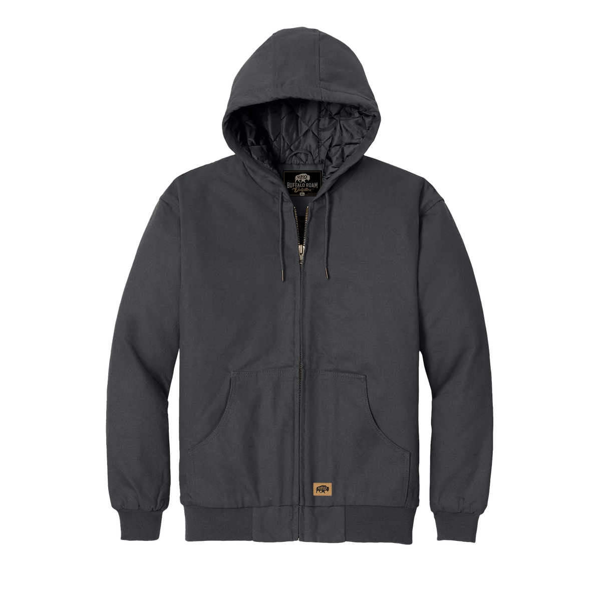 BRO Insulated Hooded Duck Work Jacket in Charcoal – front view