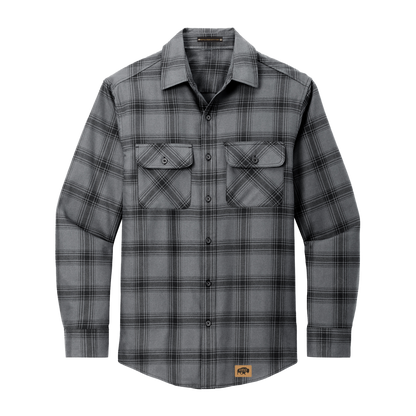 BRO Mixed Flannel Shirt in Grey and Black open plaid – front view