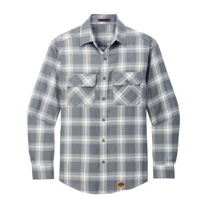 BRO Mixed Flannel Shirt in Grey and Cream open plaid – front view