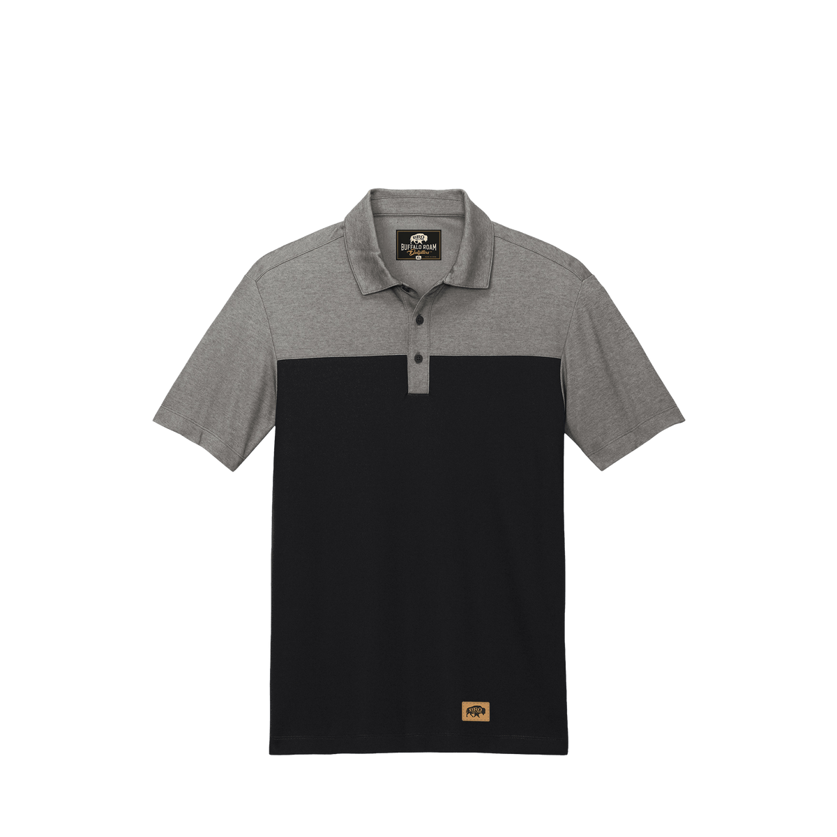 BRO Two-Tone Blended Polo in Deep Black and Charcoal Heather – front view