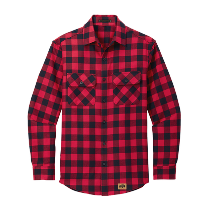 BRO Mixed Flannel Shirt in Red and Black buffalo check – front view