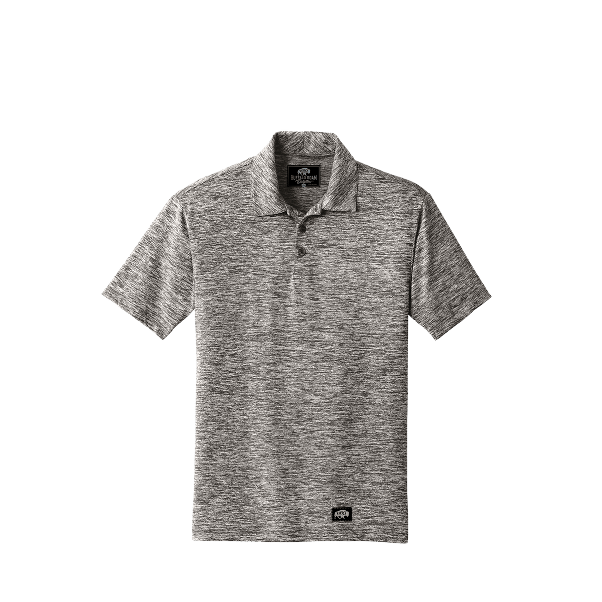 BRO Heathered Polo Shirt in Black Electric – front view