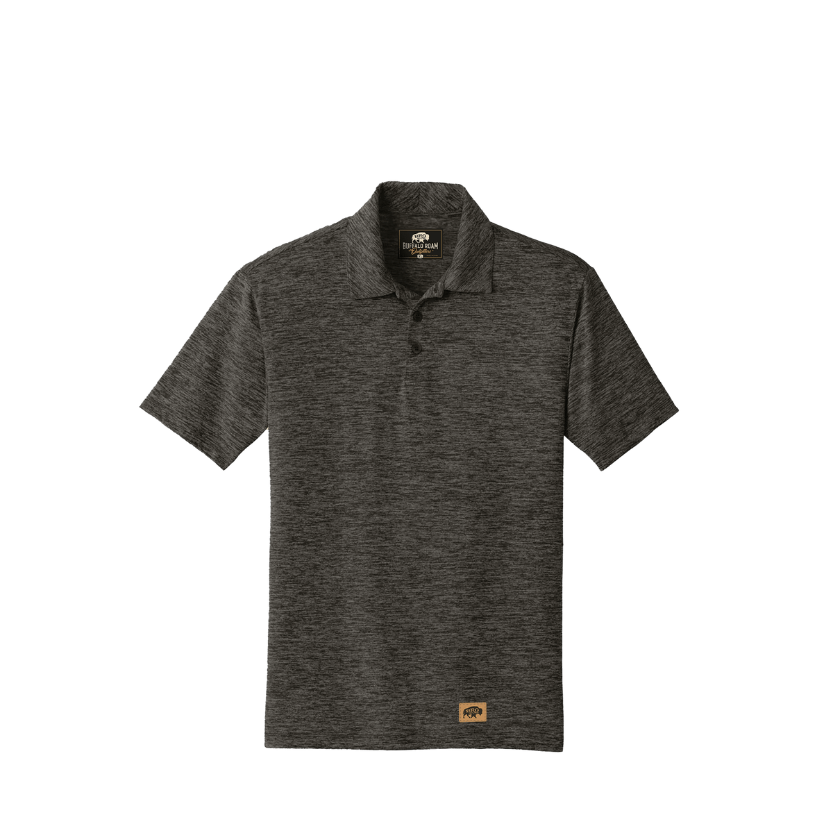 BRO Heathered Polo Shirt in Grey and Black Electric – front view